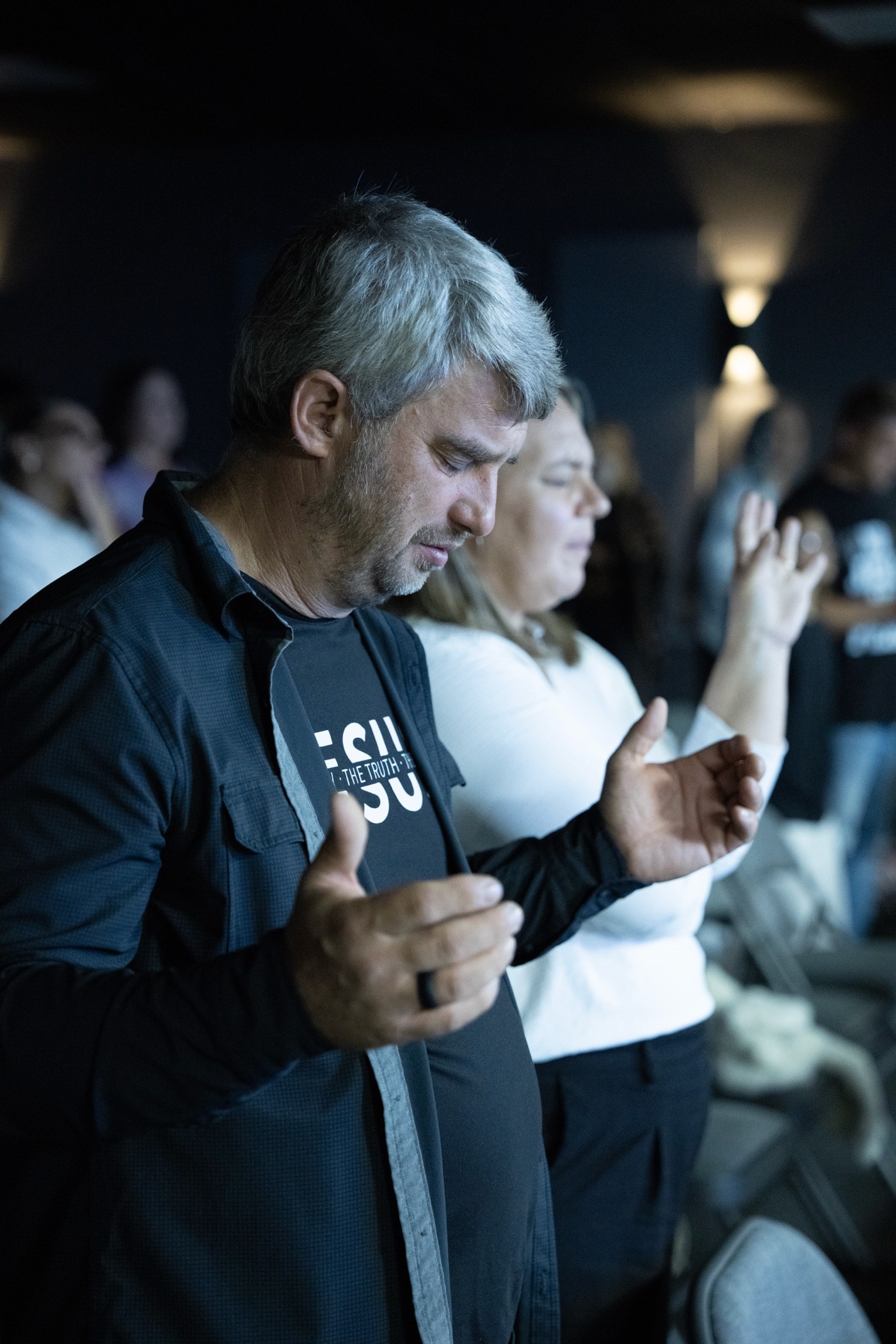 Worshipping together during the Sunday service